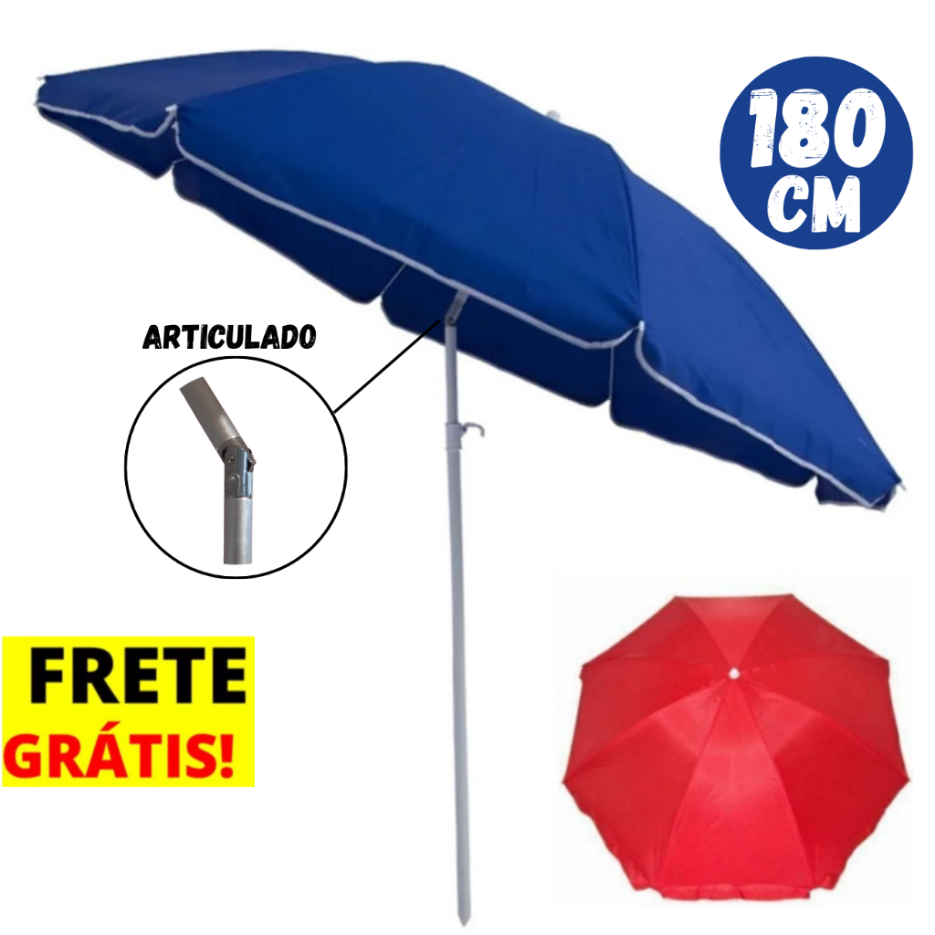Guarda Sol Articulado 1,80m Uv Aço Para Praia Piscina Verão Pesca Colorido