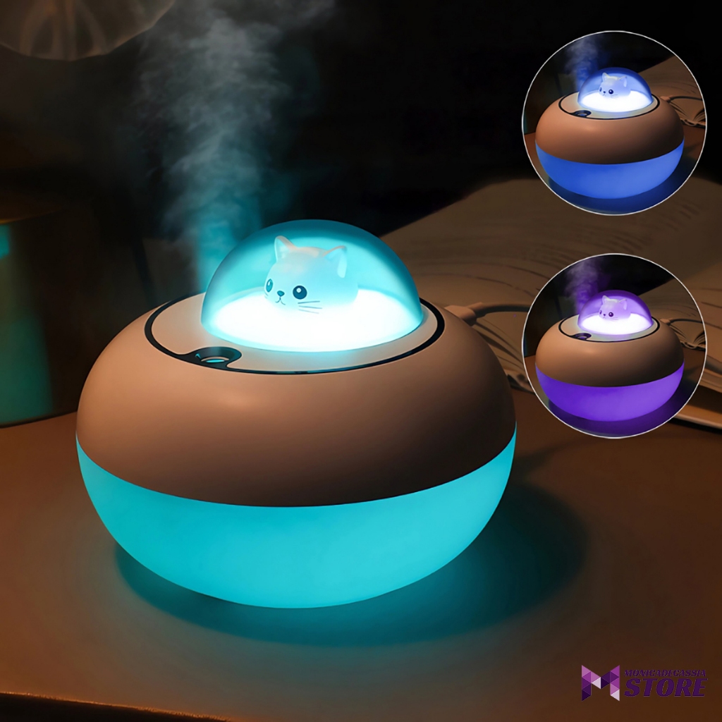 Umidificador De Ar E Aromatizador Gande Gatinho Forma UFO Com Led Colorido Ultrassônico Potente Difusor Aromatizador De Ambiente Purificador De Ar Para Quarto XDH07