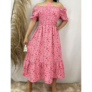 Vestido Feminino Longa Manga Princesa Estampado Flor moda Evangélica