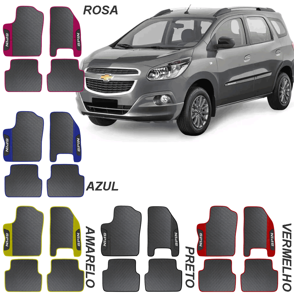 LINDO JOGO TAPETE 4 PEÇAS AMARELO AZUL PRETO ROSA VERMELHO SPIN 2011 A 2021 5 LUGARES EMBORRACHADO