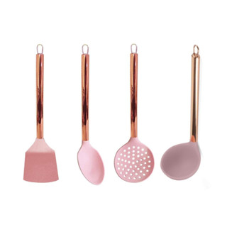 Utensílios De Cozinha Para Servir Escumadeira Espátula Colher Concha Rosa Gold em Oferta na Shopee