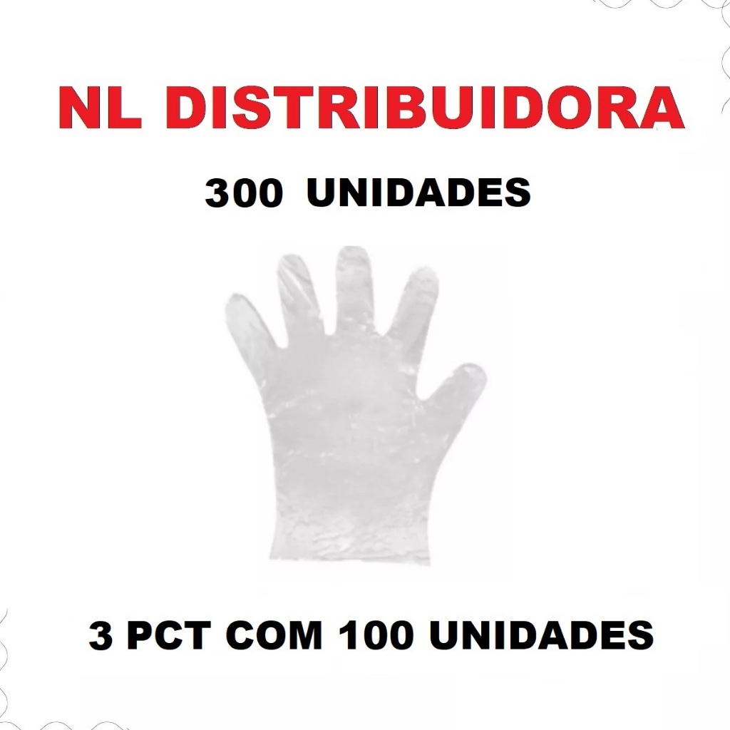 300 Unidades - LUVA PLASTICA NÃO ESTERIL TRANSPARENTE - Cód. B3 em Oferta na Shopee