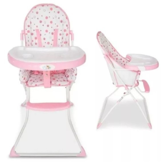 Cadeira Cadeirão De Alimentação Flash Baby Style Bebê Infantil Até 15Kg Cinto De Segurança 5 Pontos Rosa