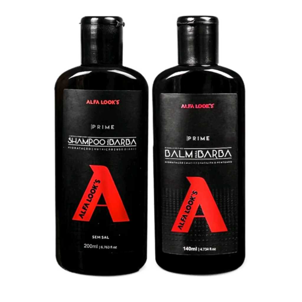 Kit Shampoo para Barba Prime e Balm para Barba Prime Alfa Looks