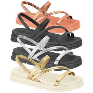 Sandalia Feminina Tiras Metalizada Moleca 5490104 em Oferta na Shopee