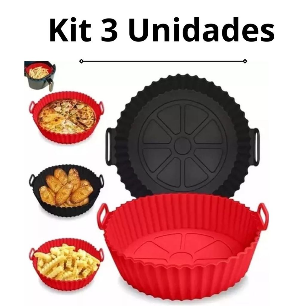 Kit 3 -  Forma redonda/ quadrada de Air Fyer Microondas Forno Cores aleatórias