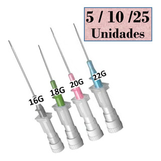 Cateter 16G/18G/20G/22G Kit 5/10/25 Unidades Medix ou Descarpack