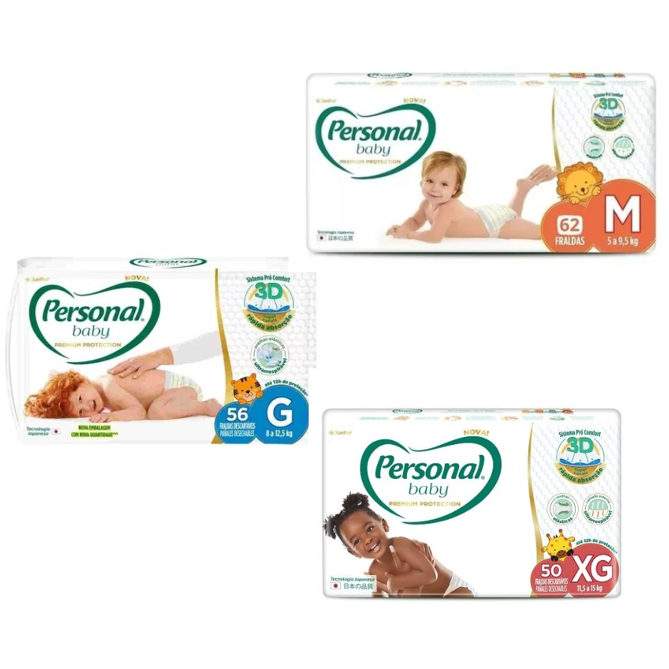 Fralda Personal Baby Premium Protection Hiper M G XG - Tecnologia Japonesa