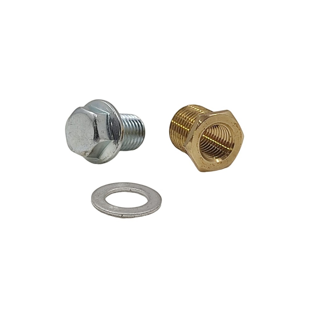 Parafuso Bujão Do Óleo Com Rosca Postiça Em Latão + Arruela Aluminio para reparo motos honda Yamara