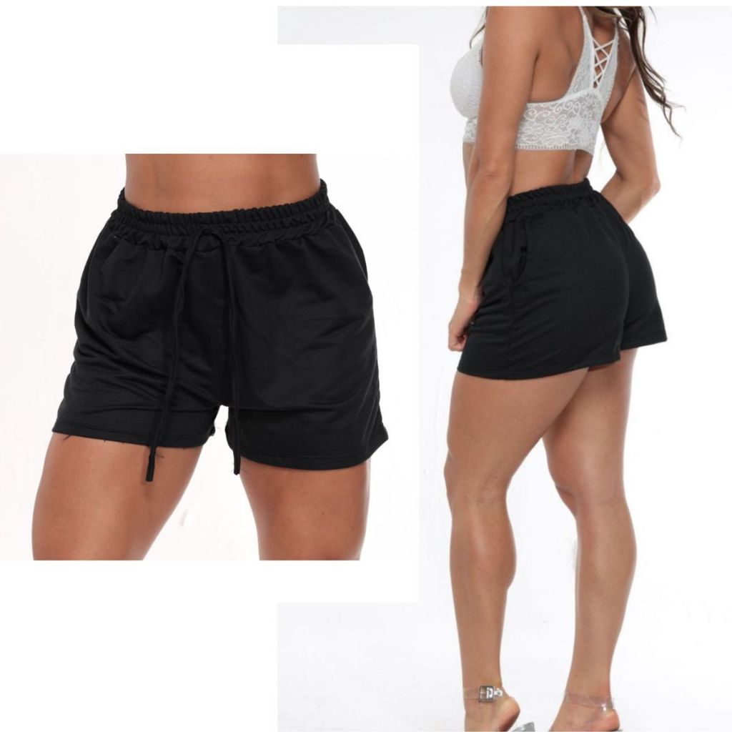 Short Moletom Feminino Meia Coxa Suplex Fitness Academia Caminhada