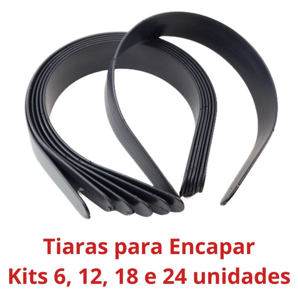 Kit Tiaras Arco Arquinho Plástico Para Forrar Encapar Costumizar Larga Preta 30mm 3cm