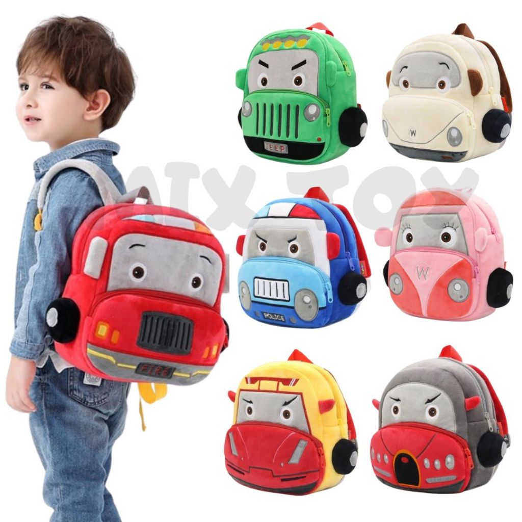 Mochila Infantil Pelúcia Carros Passeio Escola Creche Infantil 4247