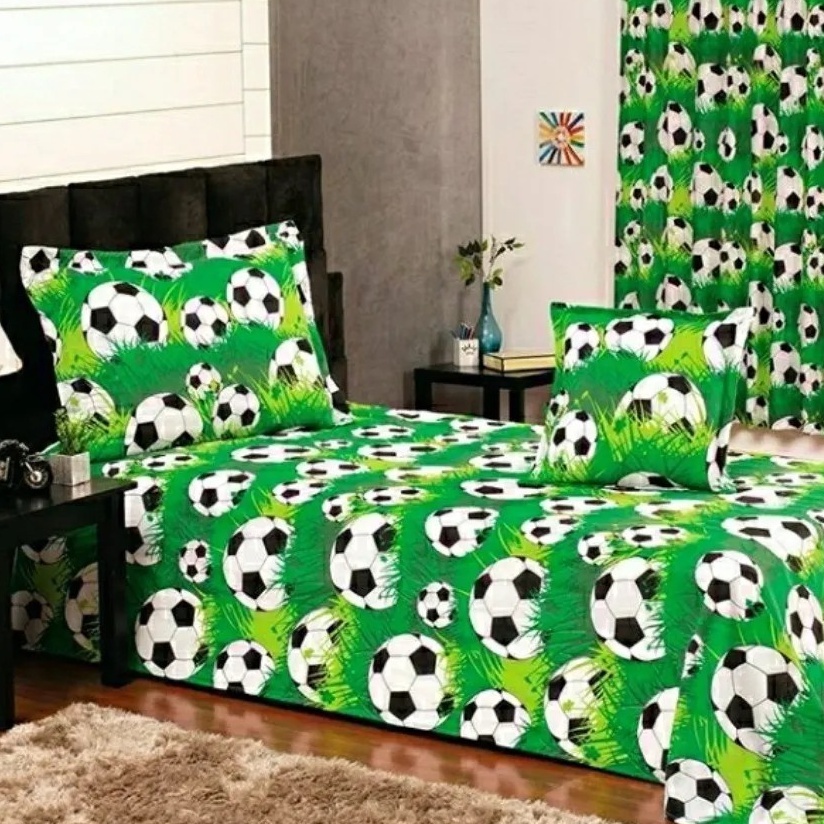 Cobre Leito Solteiro + Porta Travesseiro Estampado- Poliéster E Algodão - Decoração Quarto- Seleção