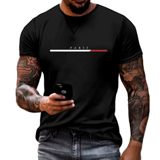 Camiseta Masculina Paris Vermelho 100% Algodão Lançamento 2024