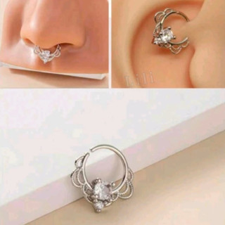Piercing Para Nariz Septo Idiano Prata Pedra Zirconia