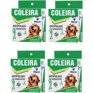 4 Coleiras antiparasitários Dug’s antipulgas e carrapatos da Wolrd Validade Abril de 2025