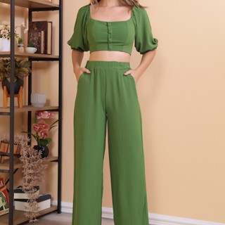 Conjunto Feminino Cropped e Calça Duna Simples Elegante
