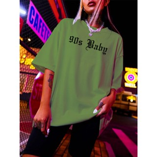 Camiseta 90S Baby Colorida Verde Oversized Estilo Moderno Streetwear Veste Homem Mulher Blusa Manga Curta Life Style Aesthetic Tecido Confortavel Ombro Caido