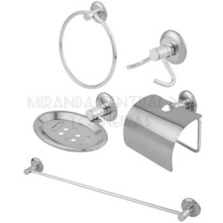Kit Acessórios Para Banheiro 5 Peças Inox Cromado Stander