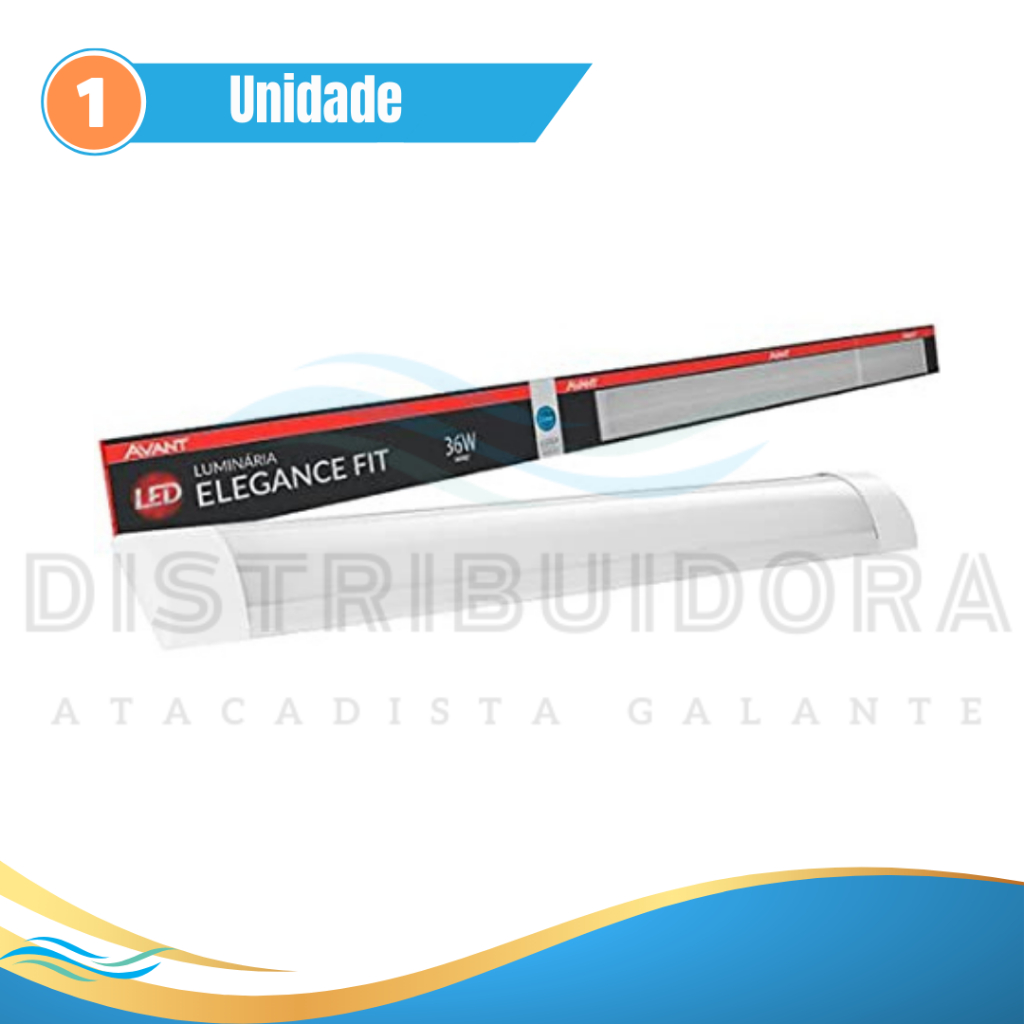 Luminária Tubular De Sobrepor Led Slim Elegance 18w/36w Branco Frio 6500K Decoração Comércio Casa Loja Avant e Led Planet Distribuidora Galante