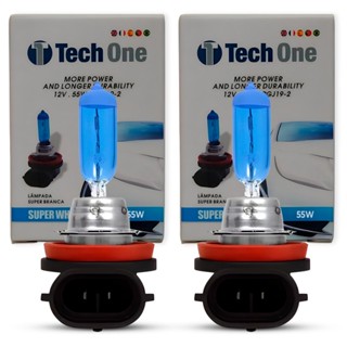 Par Lampada Super Branca H11 8500k Xenon 12v 110w Techone
