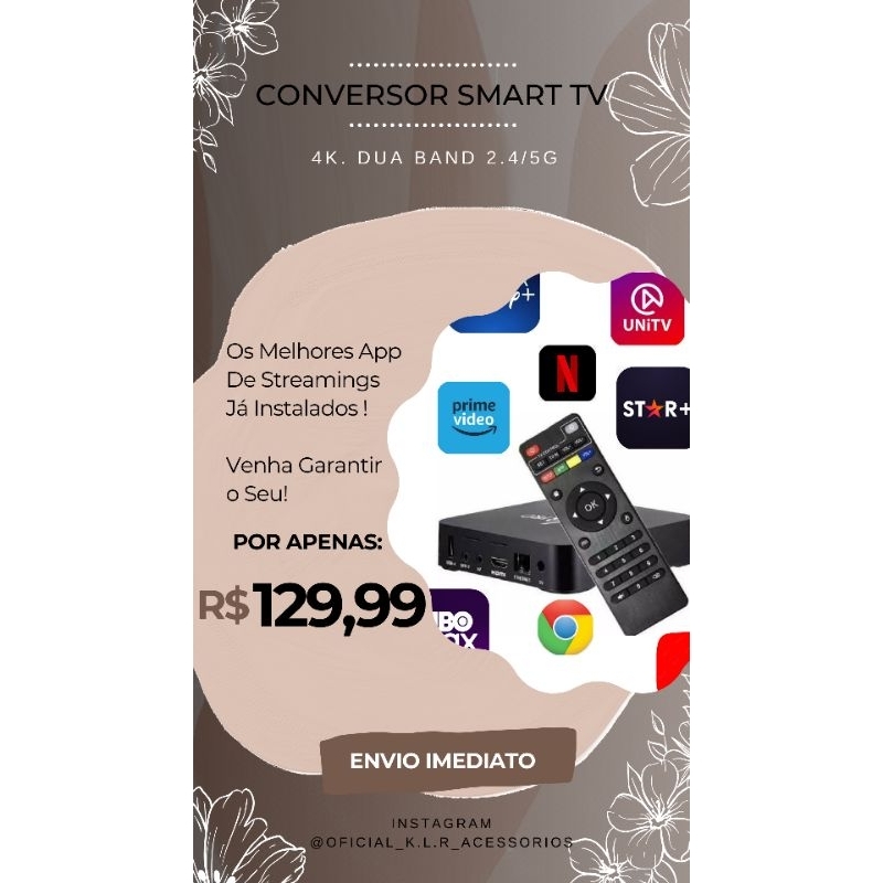 CONVERSOR SMART TV 4K, 5G, *MODELO ATUALIZADO 2024* ENVIO IMEDIATO