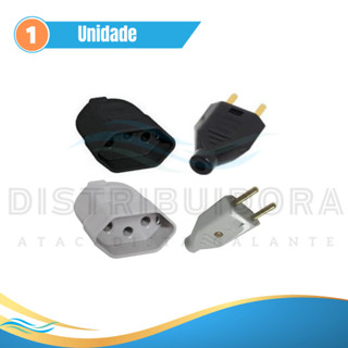10 Unidades Pino Macho ou Pino Fêmea 10A (2P) - Branco/Preto