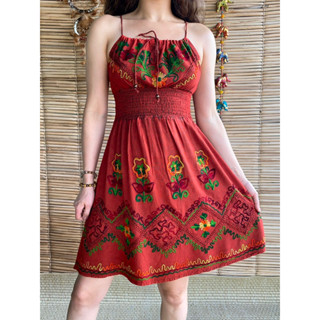 Vestido Indiano Curto Bordado Alça Moda Indiana Feminina Modelo Exclusivo Elegante Boho