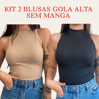 Kit 2 Blusas Gola Alta Moda Blogueira