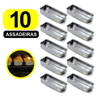 Kit Jogo Assadeiras Forma Para Pão Caseiro Bolo Inglês Cuca Forma De Gelo Retangular Alumínio N°3