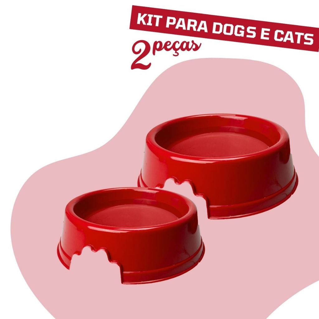 Kit Comedouro e Bebedouro Pet Para Cachorro Gato 250ml 2 Unidades