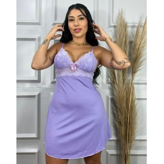 Camisola sem Bojo Feminina Renda Lingerie Pijama Noite Soltinha Moda Adulta Laço em Oferta na Shopee