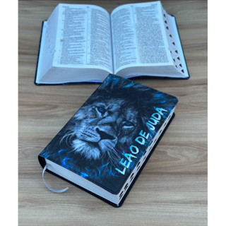Bíblia ARC Leão de Judá Azul - Com harpa e índice dos livros