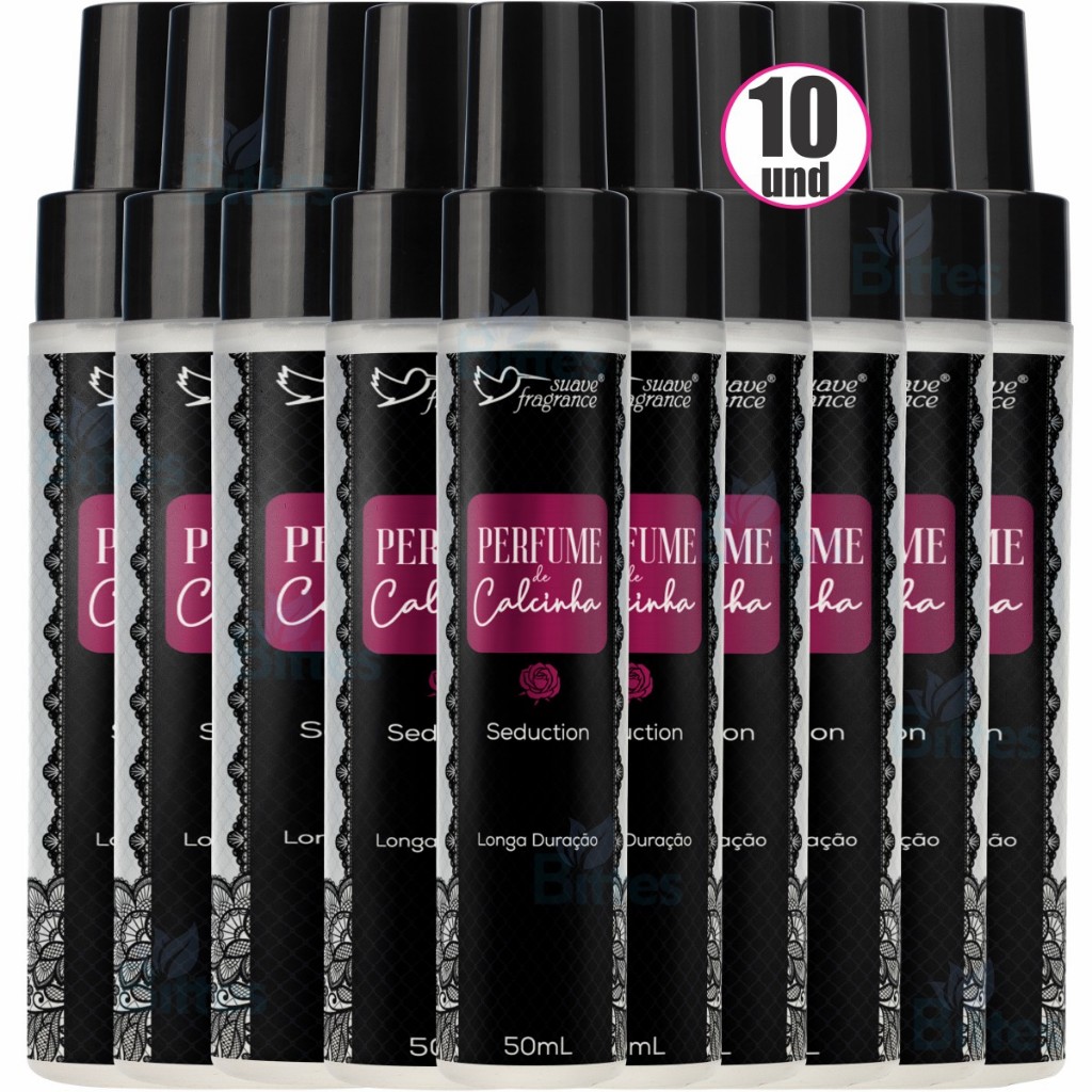KIT 10 PERFUMES DE CALCINHA SEDUCION SUAVE FRAGRANCE LONGA DURAÇÃO
