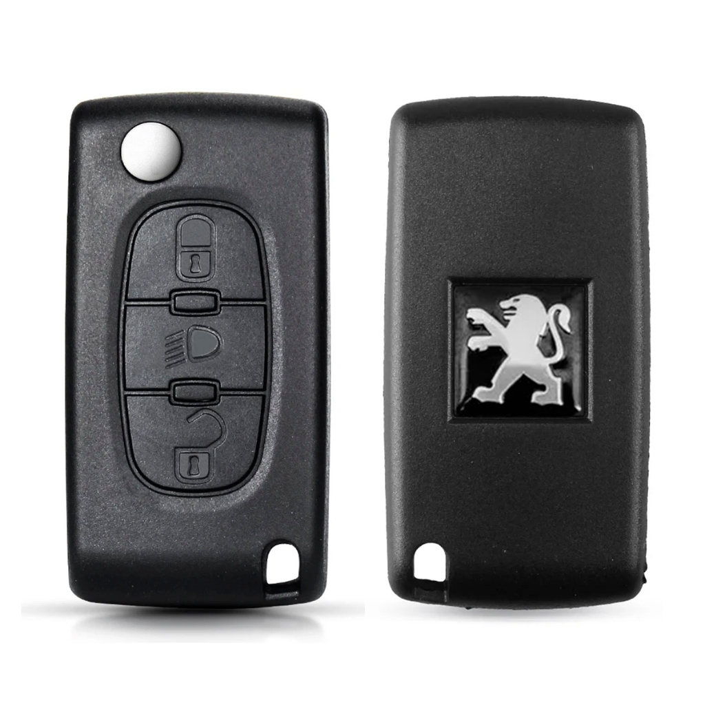 Carcaça Chave Canivete Citroen C4 Hatch Vtr Aircross / Peugeot 206 207 307 308 407 408 3 Botões Farol Com ou Sem Suporte Para Bateria Capa