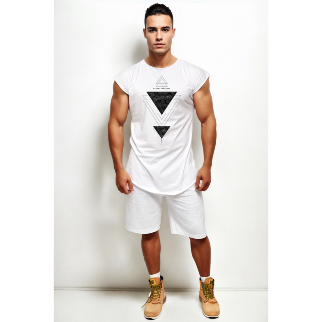 Camiseta masculina longa manga japonesa algodão branca - Bombey