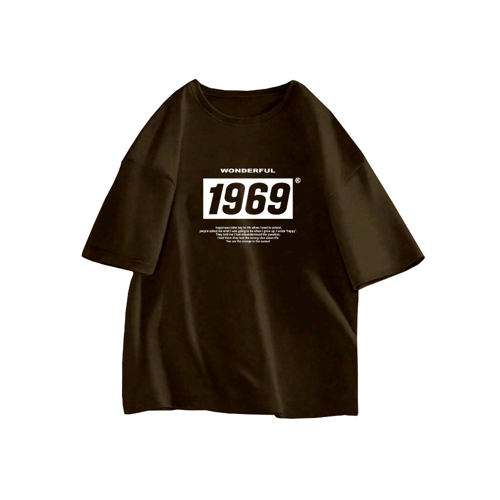 Camiseta Unissex Oversized Colorida Marrom Tecido Confortavel Manga Longa Streetwear Wonderful Homem M