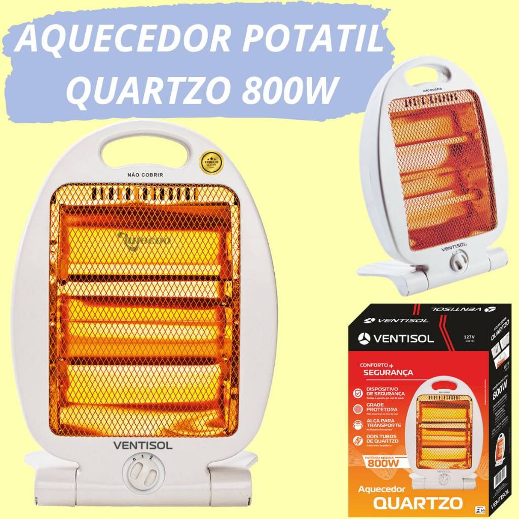 aquecedor ambiente portátil Elétrico Quartzo 800w Portátil Branco Ventisol