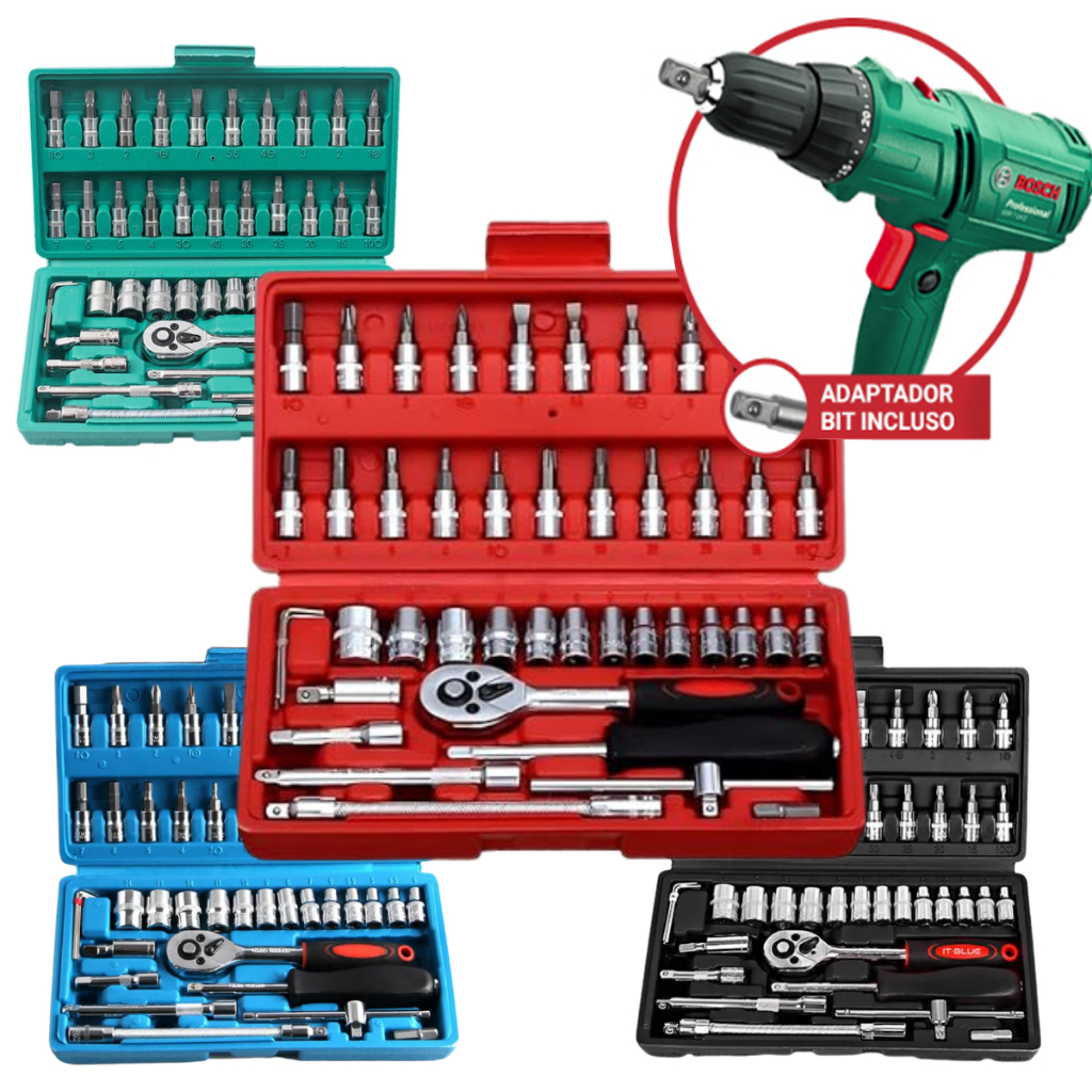 Kit 46 Chave Catraca Jogo De Soquetes Allen Torx Ferramentas Premium