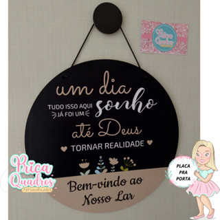 PLACA OU ENFEITE PRA PORTA DE APARTAMENTO CASA APTO BEM VINDO LAR DEUS 3D ALTO RELEVO