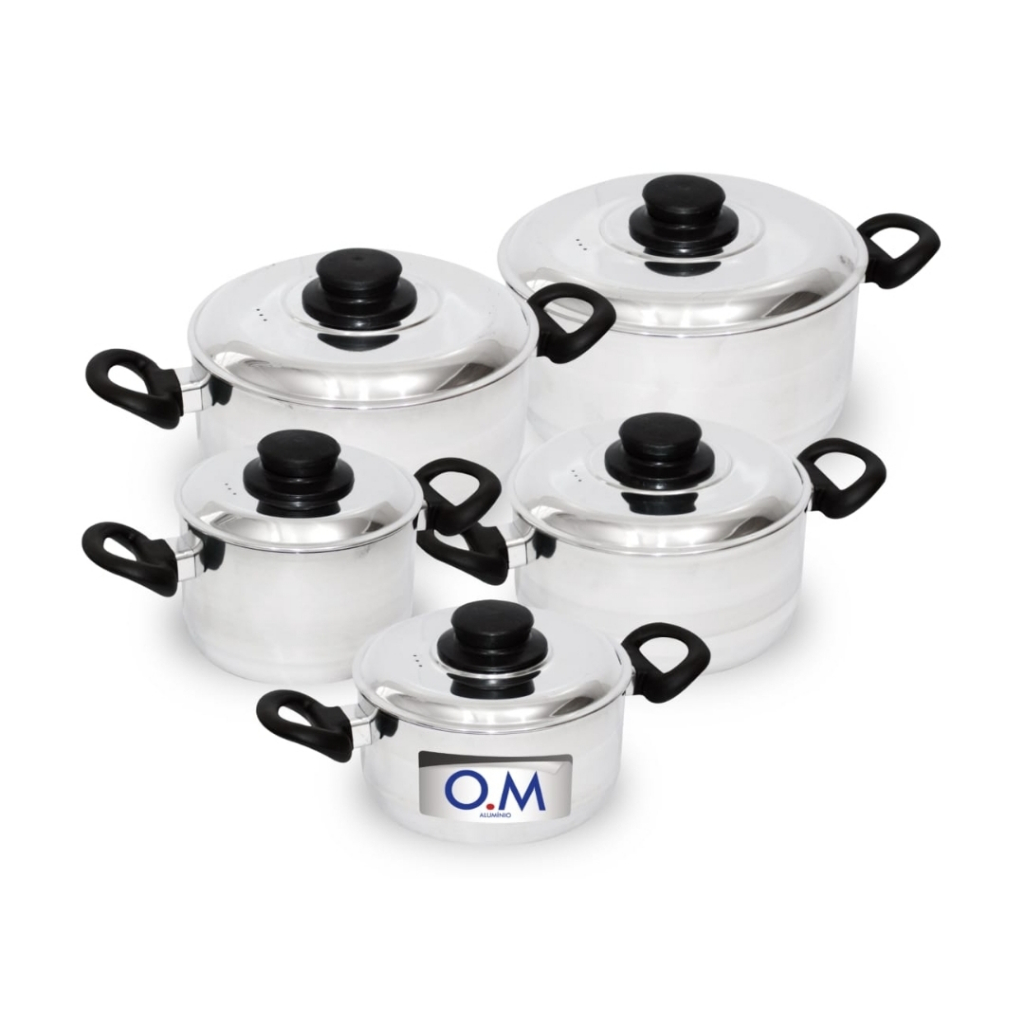 Jogo de Panelas 5 Peça Aluminio Polido Espelhada Grossas 3mm em Oferta na Shopee