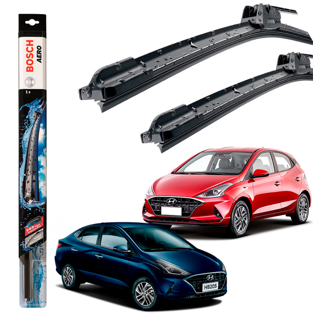 Kit Jogo Palheta Limpador Parabrisa Dianteiro Original Bosch Hyundai HB20 2019 2020 2021