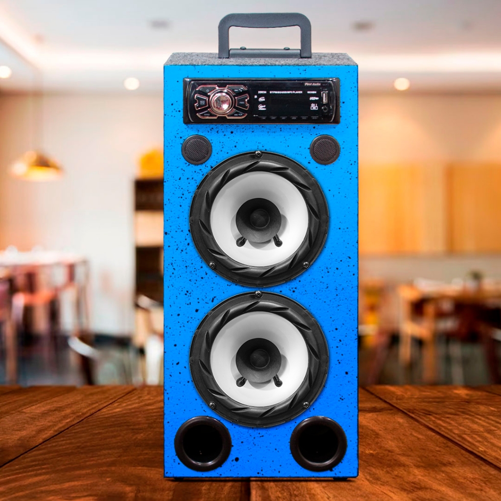 Caixinha Som Grande Bob Residencial Ativa Bluetooth Vertical Colorida - Branco - Vermelho - Amarelo - Preto em Oferta na Shopee