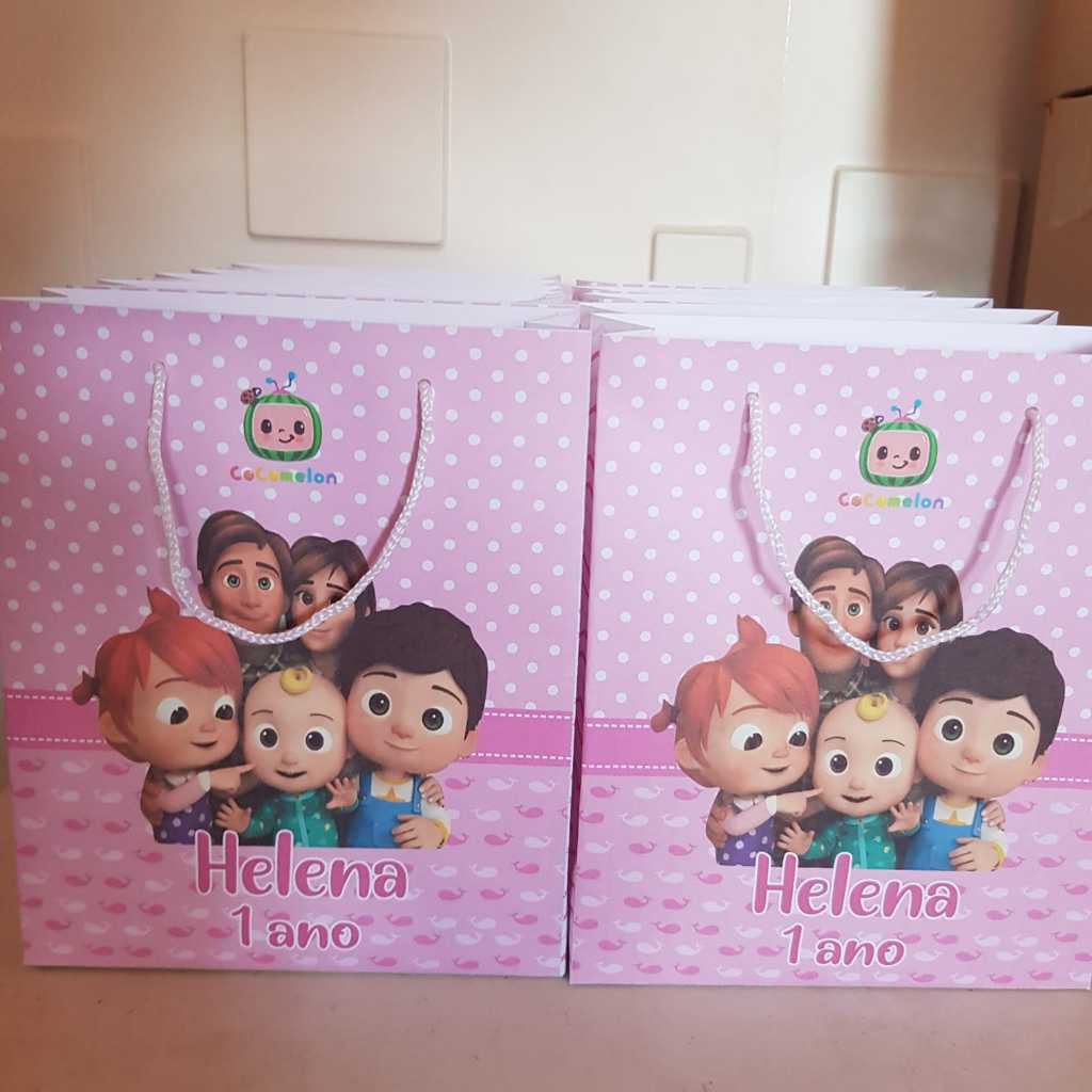 Sacolinhas de Papel  Cocomelon (papel 150g offset fosco) Aniversário Lembrancinhas Personalizada