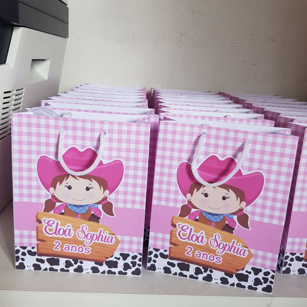Sacolinhas de Papel Personalizadas Fazendinha (papel 150g offset fosco) Aniversário Lembrancinhas Personalizada