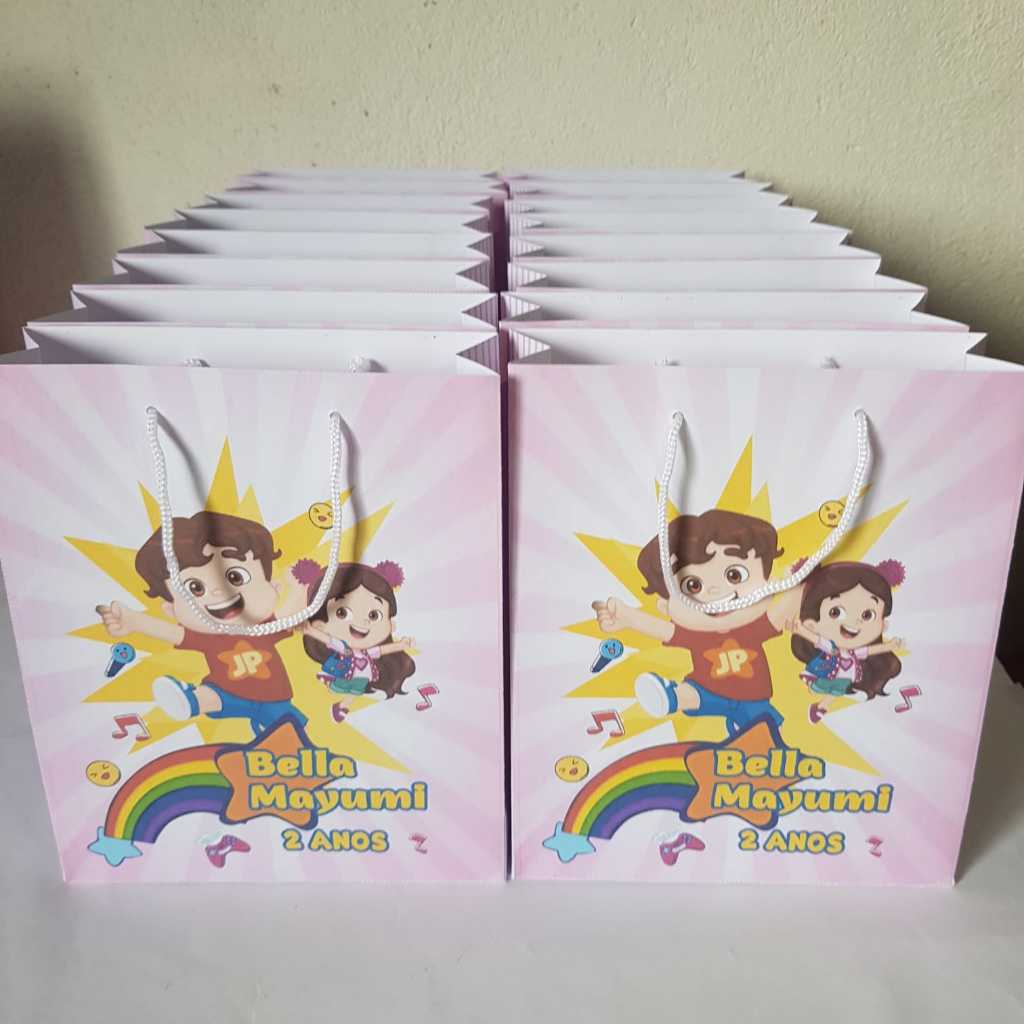 Sacolinhas de Papel Personalizadas Jp e Maria Clara (papel 150g offset fosco) Aniversário Lembrancinhas Personalizada