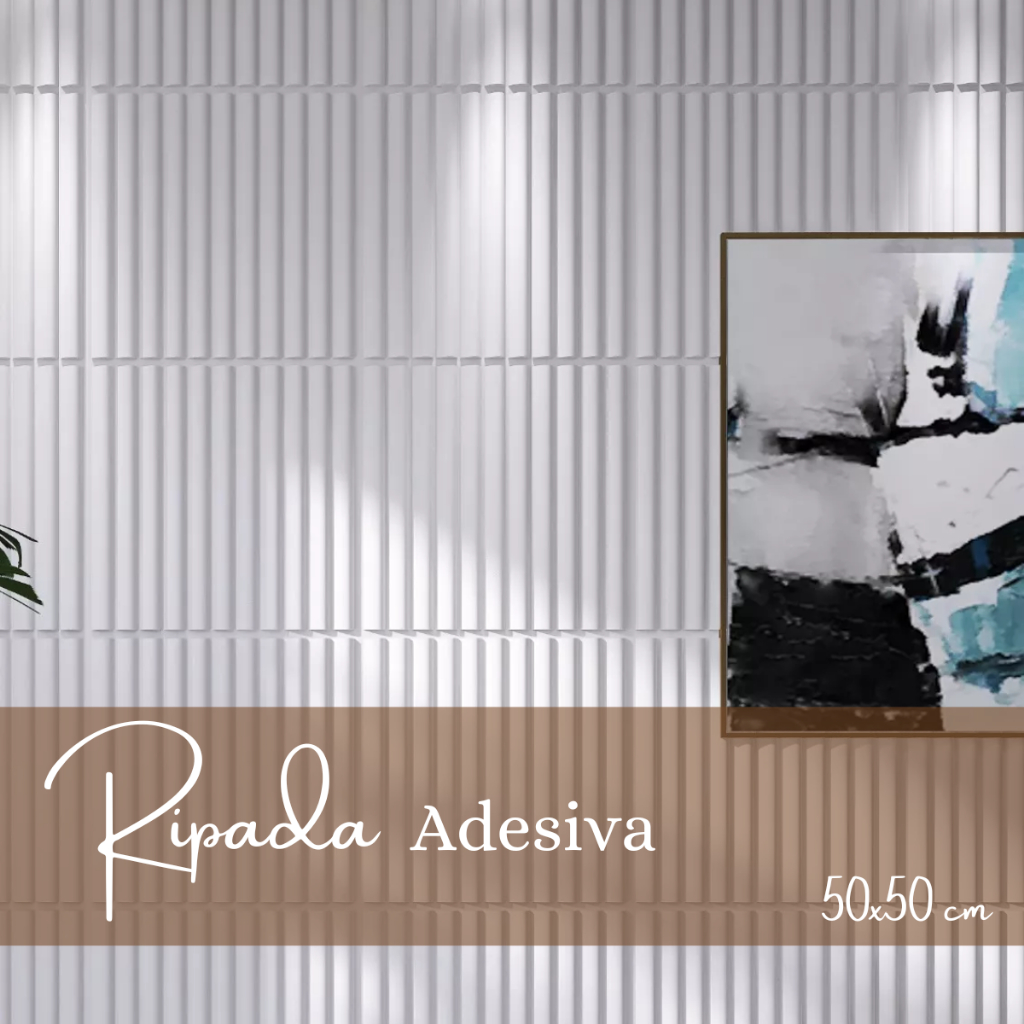 Placa 3D adesiva de Parede Ripada Painel Ripado 3D Autocolante 50x50 PVC *Poliestireno*