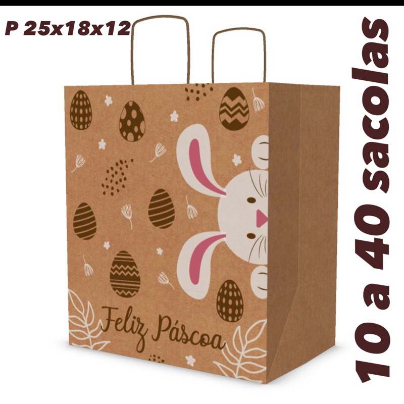 KIT Sacola Eco Pp Feliz Páscoa 2941(PASCOA IDEIA OUTLET) OFERTA