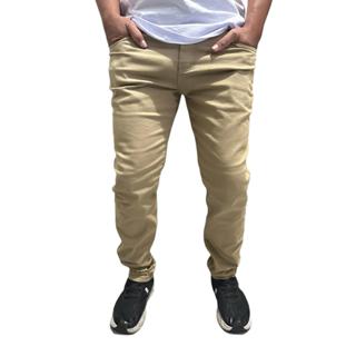 calça masculina jeans básica bege sarja slim com elastano skinny promoção envio rápido