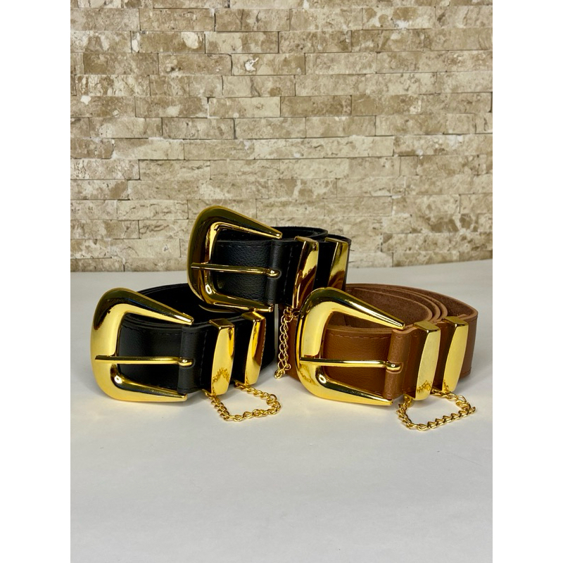 Cinto com corrente no passante dourada estilo em Oferta na Shopee